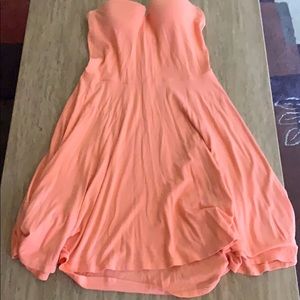 Peach strapless circle dress with built in bra